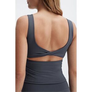 Fabletics Oasis Twist Back Built In Bra Tank In Pewter/Gray Size M